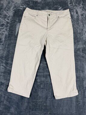Gloria Vanderbilt Womens Beige Capri Pants Size 14 All-Around Slimming Effect